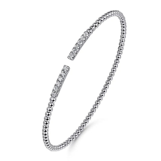 14K White Gold Bujukan Diamond Bars Bangle Bracelet
