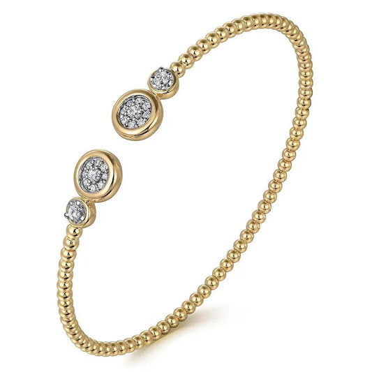 14K White and Yellow Gold Diamond Bujukan Bangle Bracelet