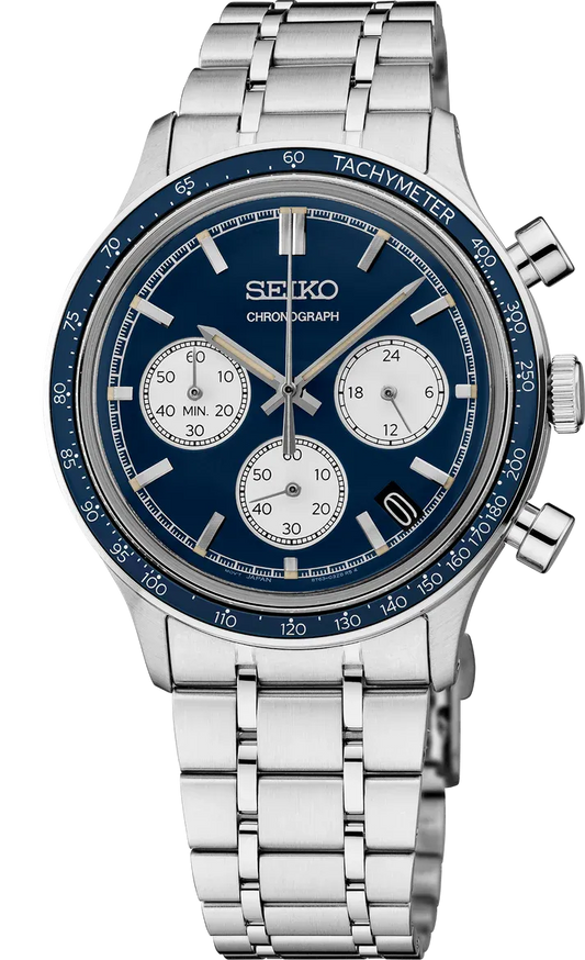 Seiko Essentials Chronograph Quartz Blue Dial Men's Watch SSB477