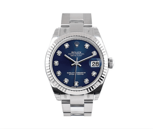 Rolex Datejust 31 – Blue Diamond Dial with White Gold Fluted Bezel Watch 178274