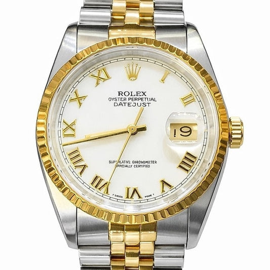 Pre-Owned Rolex Datejust 36 White Roman Dial on Jubilee Bracelet, Ref. 16233
