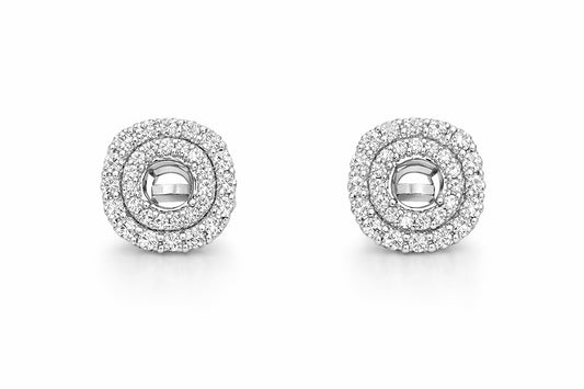14K Gold Diamond Open Center Earrings, 1.00 ct