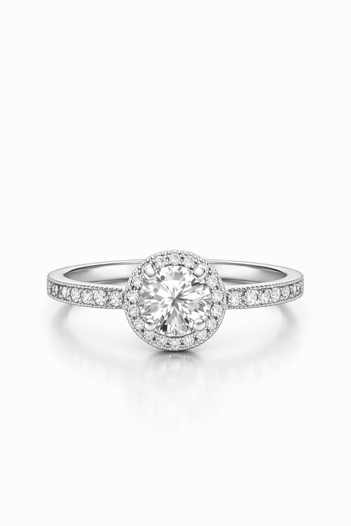 18K White Gold Diamond Engagement Ring, 1.01 ct Center