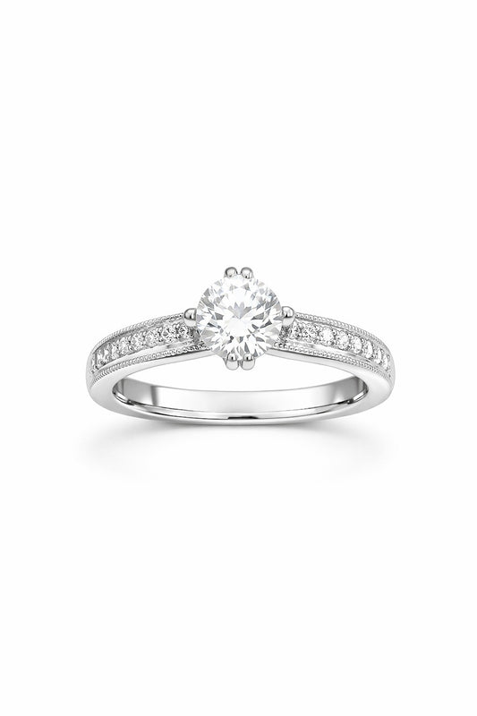 14K White Gold Diamond Remount Ring Setting, 0.12 ct