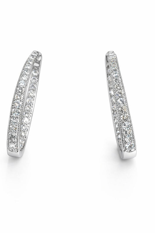 Platinum Oval Diamond In-and-Out Hinged Earrings