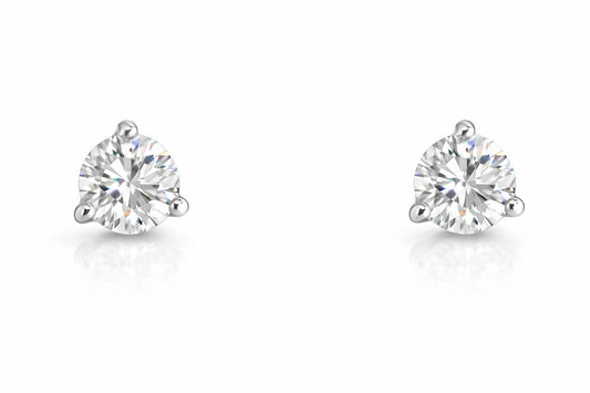 14K White Gold Round Diamond Stud Earrings, 1.42 ct