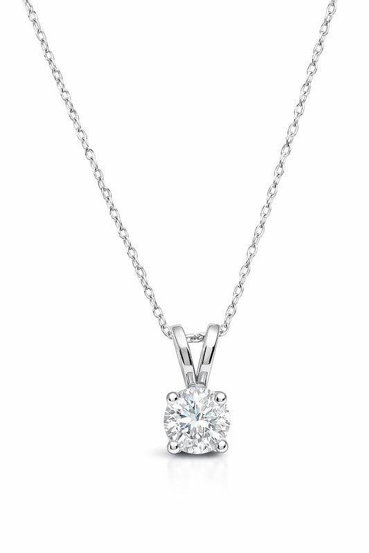 14K White Gold Diamond Solitaire Pendant, 0.54 ct