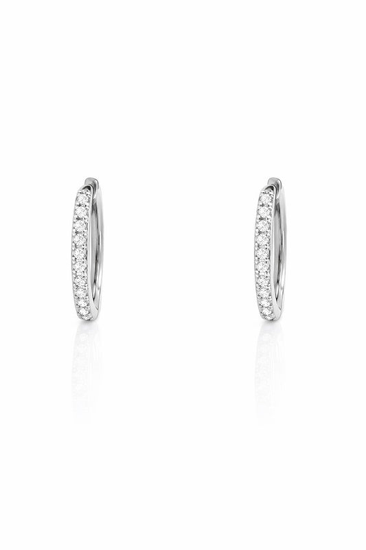 14K White Gold Diamond Huggie Hoop Earrings, 0.20 ct