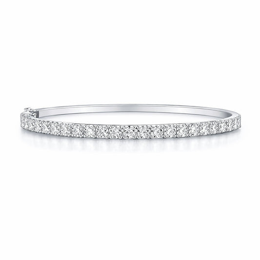 14K White Gold Diamond Bangles, 2.82 ct
