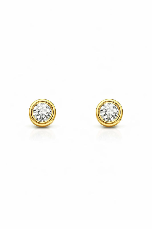 14K Gold Diamond Bezel Stud Earrings, 0.51 ct
