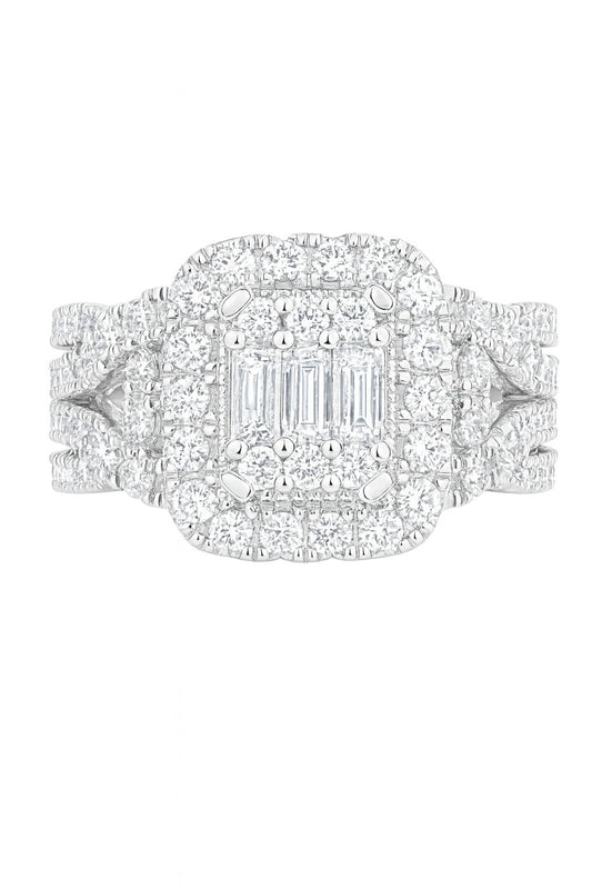 14K White Gold Diamond Engagement Ring, 0.88 ct