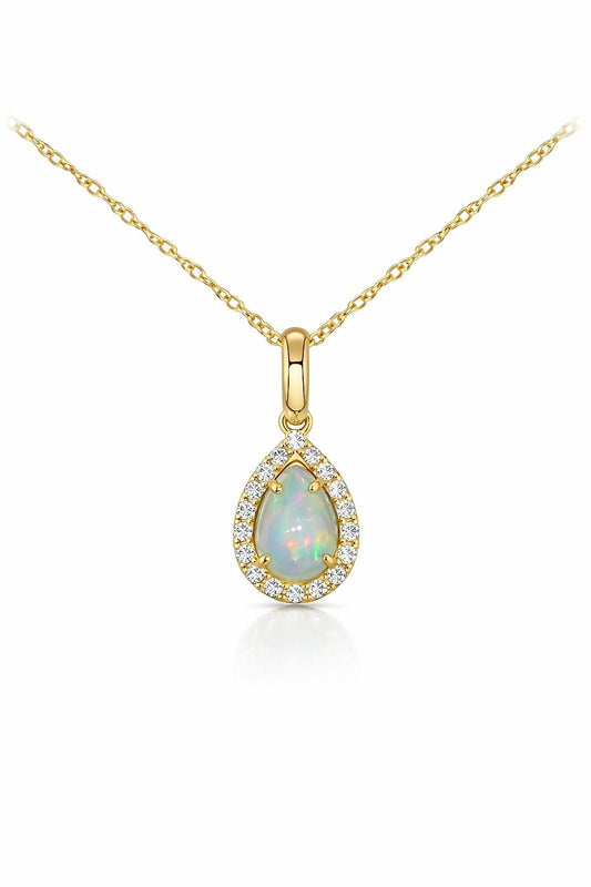 14K Yellow Gold Opal and Diamond Pendant, 0.53 ct Opal