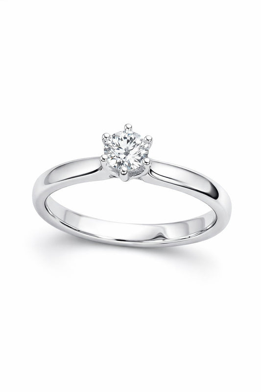 14K White Gold Round Diamond Solitaire Ring, 0.75 ct