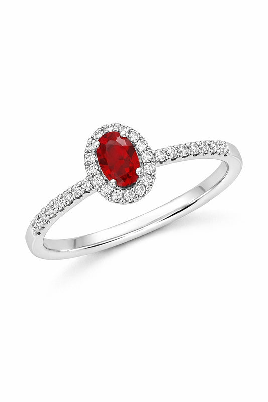 14K White Gold Ruby and Diamond Ring, 0.57 ct Ruby