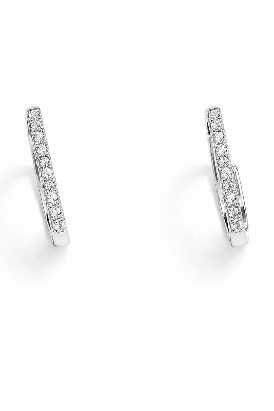 14K White Gold Paper-Clip Diamond Hoop Earrings, 0.33 ct