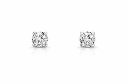14K White Gold Round Diamond Stud Earrings, 0.64 ct