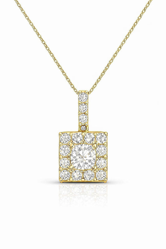 14K Yellow Gold Round Diamond Pendant, 1.14 ct