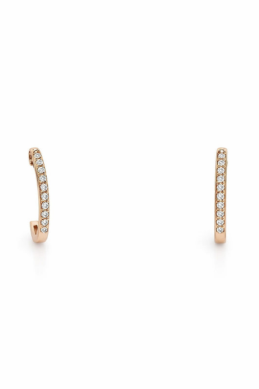 14K Rose Gold Diamond Huggie Hoop Earrings, 0.10 ct