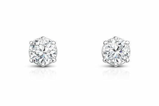 14K White Gold Diamond Solitaire Stud Earrings, 3.03 ct