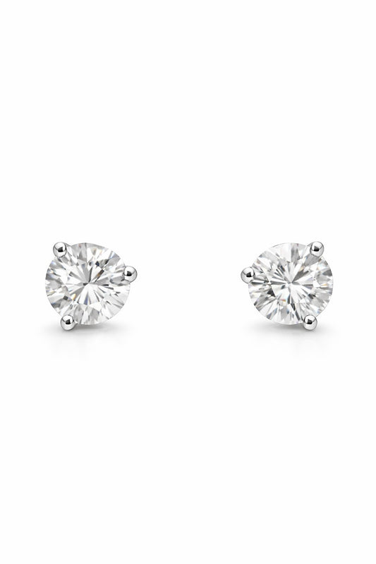 14K White Gold Diamond Stud Earrings, 1.51 ct