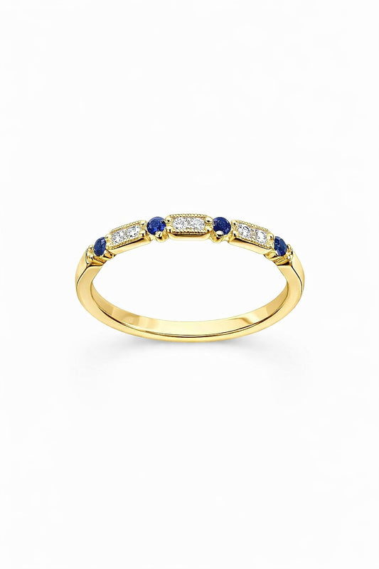 14K Gold Sapphire and Diamond Ring