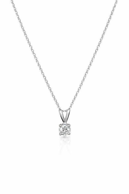 14K White Gold Diamond Solitaire Pendant, 0.25 ct