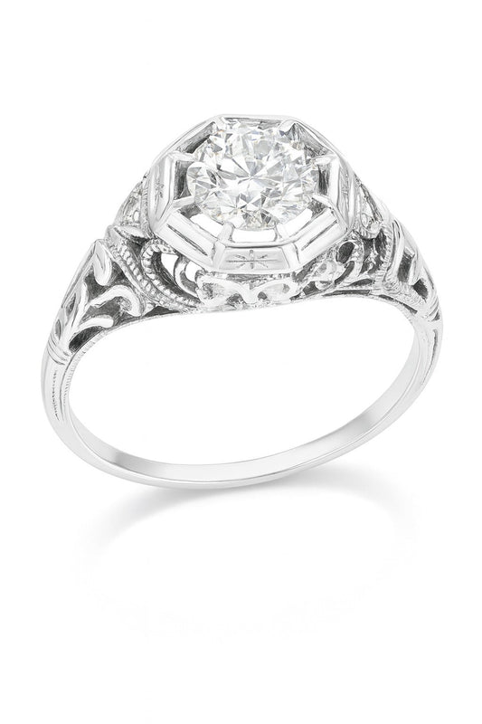 14KT Whtie Gold Pear Shaped Diamond Engagement Ring With A 0.50CT Pear Shaped Diamond Center With Double Halo And Diamon