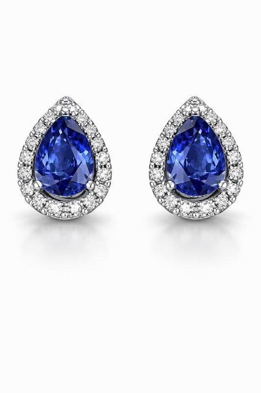 14K White Gold Sapphire and Diamond Earrings, 2.04 ct