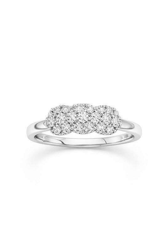 14K White Gold Diamond Cluster Ring, 0.65 ct
