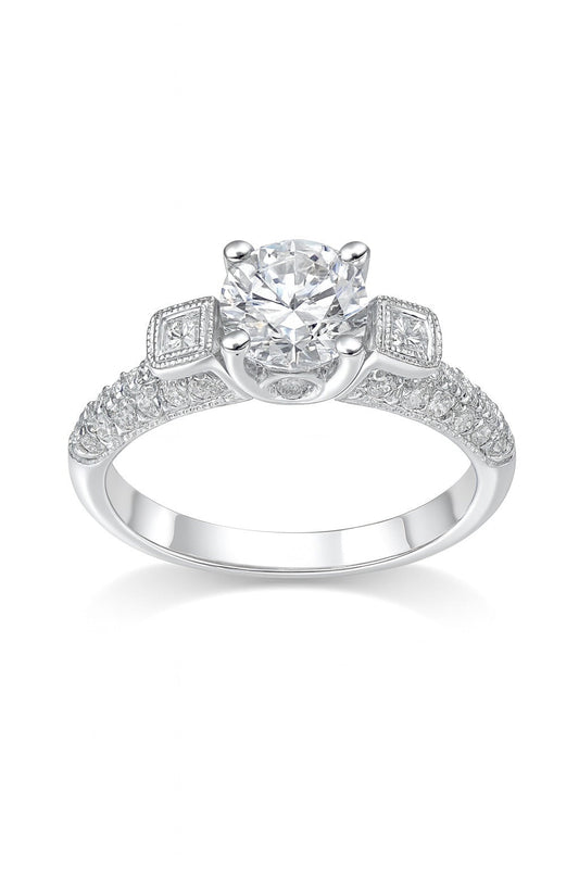 18K White Gold Diamond Engagement Ring