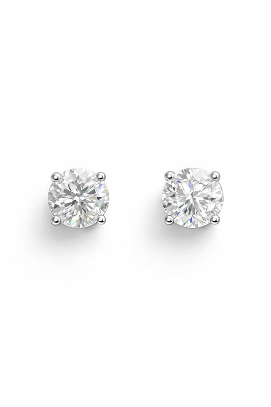 14K White Gold Diamond Four-Prong Stud Earrings, 2.56 ct