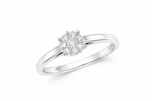 14K White Gold Natural Diamond Solitaire Ring, 1.00 ct