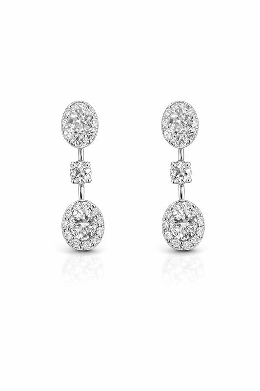 14K White Gold Diamond Earrings, 2.00 ct