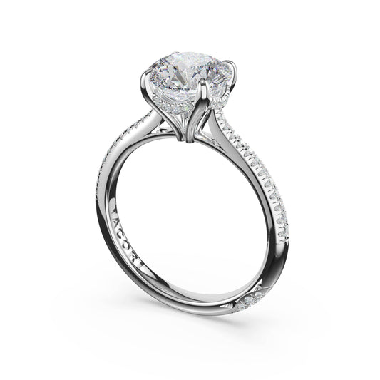Tacori Platinum Diamond Pavé Setting for Round Center, 0.22 ct