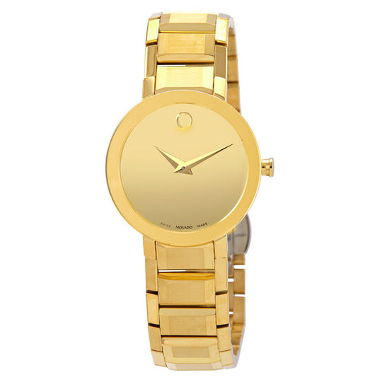 Movado Sapphire Quartz Yellow Mirror Dial Ladies Watch 607549