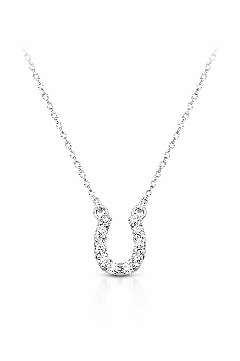 14K White Gold Diamond Horseshoe Pendant, 0.15 ct