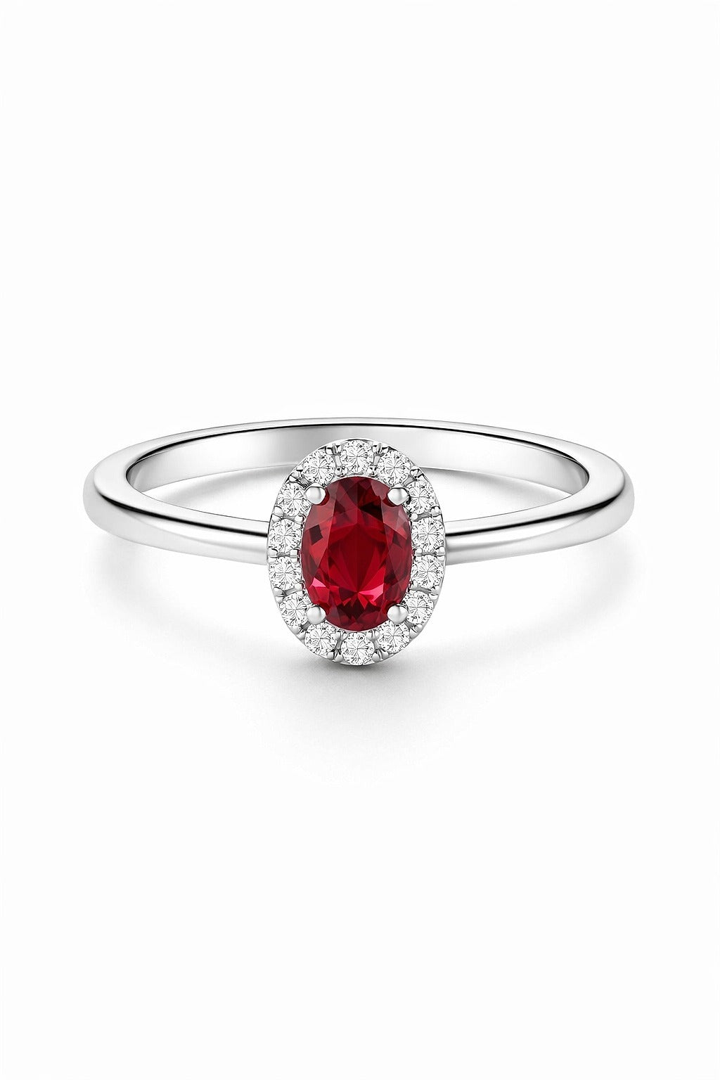 14K White Gold Ruby and Diamond Ring, 0.46 ct