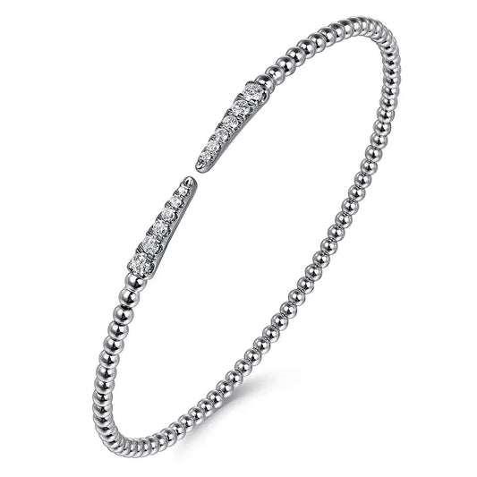 14K White Gold Bujukan Diamond Spikes Split Bangle Bracelet