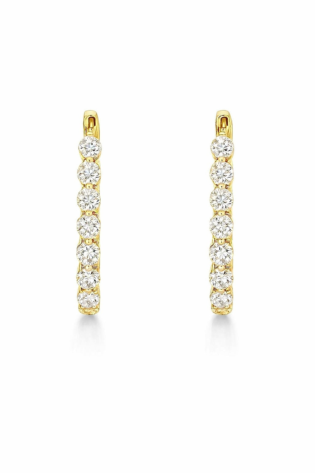 18K Yellow Gold Diamond Hoop Earrings, 2.02 ct