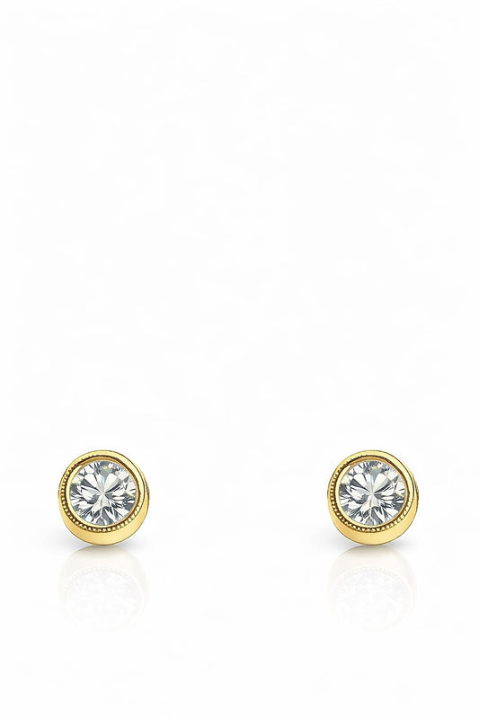 14K Gold Diamond Bezel Stud Earrings, 0.29 ct