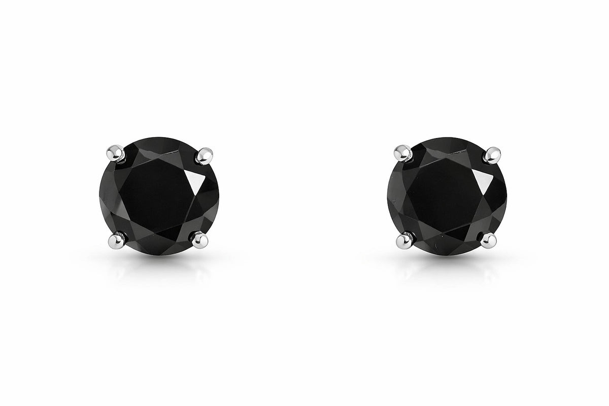 14K White Gold Black Diamond Earrings, 5.52 ct