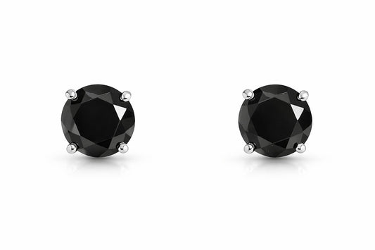 14K White Gold Black Diamond Earrings, 5.52 ct