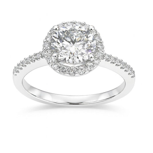 14K White Gold Diamond Engagement Ring, 1.01 ct Center, 0.23 ct Sides