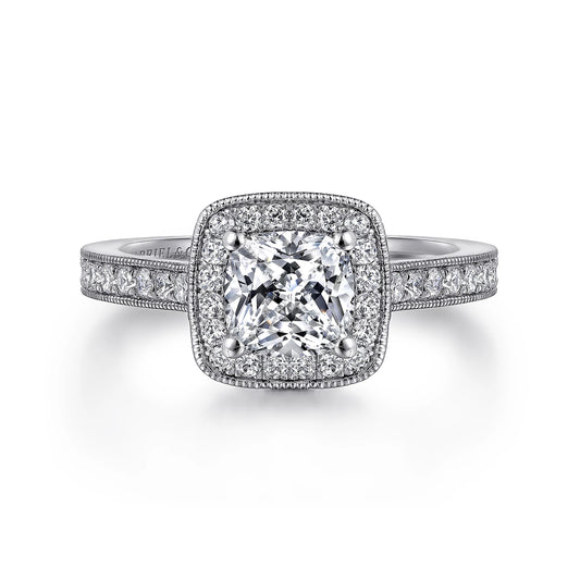 GABRIEL & CO. 14KT WHITE 0.42CTW DIAMOND ENGAGEMENT SEMI-MOUNTING.