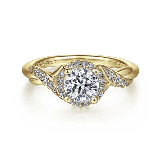 GABRIEL & CO. 14KT YELLOW GOLD 0.13CTW DIAMOND SEMI-MOUNTING