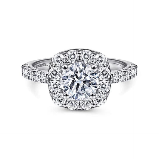 14kt WHITE GOLD DIAMOND ENGAGEMENT RING HALO 0.65CTS