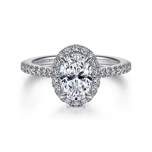 14kt WHITE GOLD DIAMOND ENGAGEMENT RING HALO 0.34