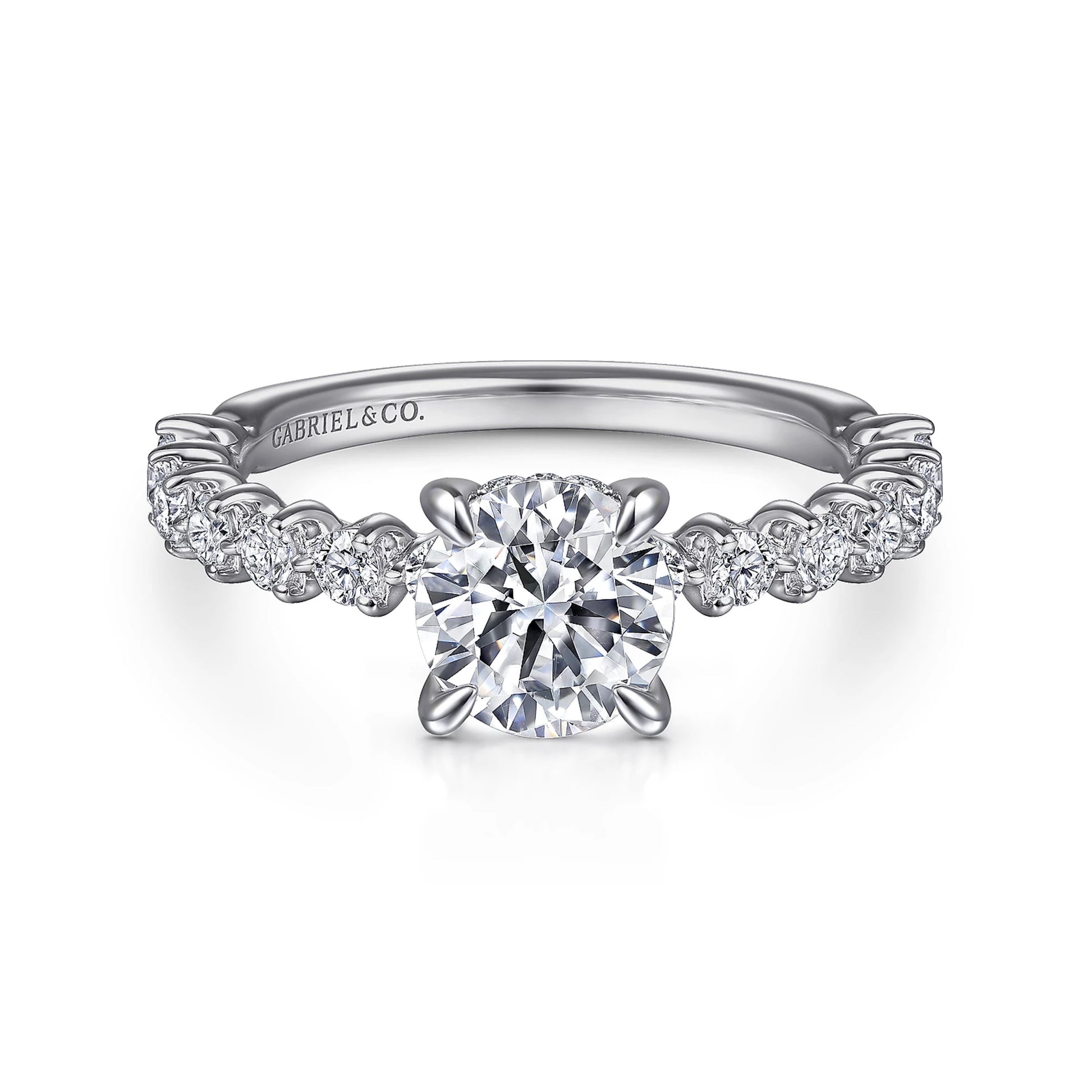 GABRIEL & CO. 14KT WHITE GOLD 0.56CTW DIAMOND SEMI-MOUNTING