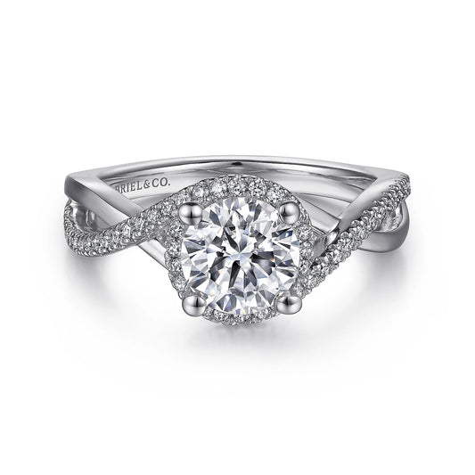 GABRIEL & CO. 14KT WHITE GOLD 0.22CTW DIAMOND SEMI-MOUNTING.