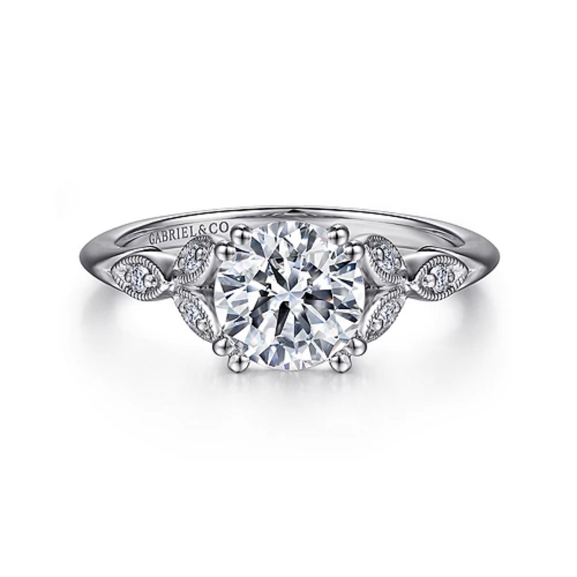 GABRIEL & CO. 14KT WHITE GOLD 0.07CTW DIAMOND SEMI-MOUNTING